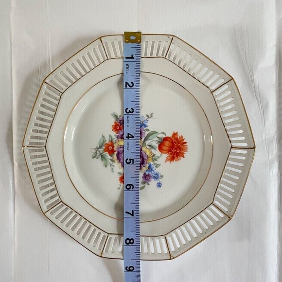 Vintage Plate Porcelain Serving Dish Bavaria Schumann reticulated Dresden - Picture 3 of 6